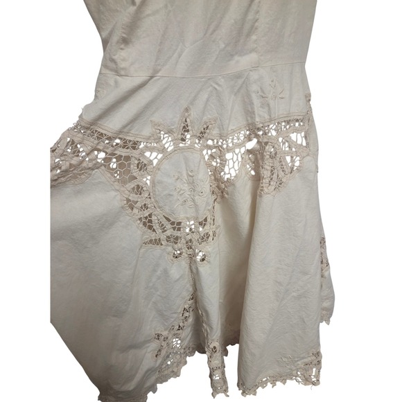 Vintage  70s White Cotton Lace Prairie Dress Cottagecore Boho Edwardian - Picture 3 of 6